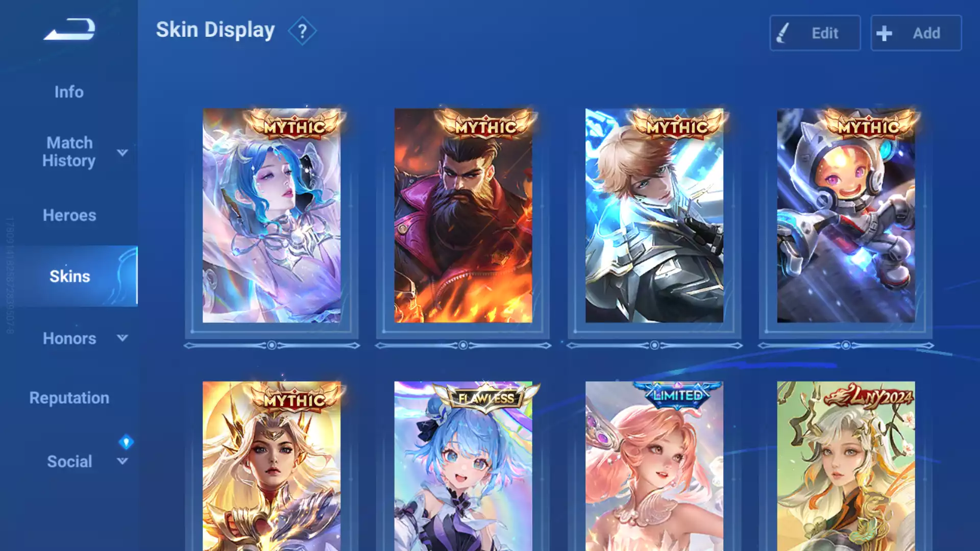 Ảnh Acc siêu khủng, rất nhiều skin Legend, Mythich, Limited và nhiều loại hiếm khác