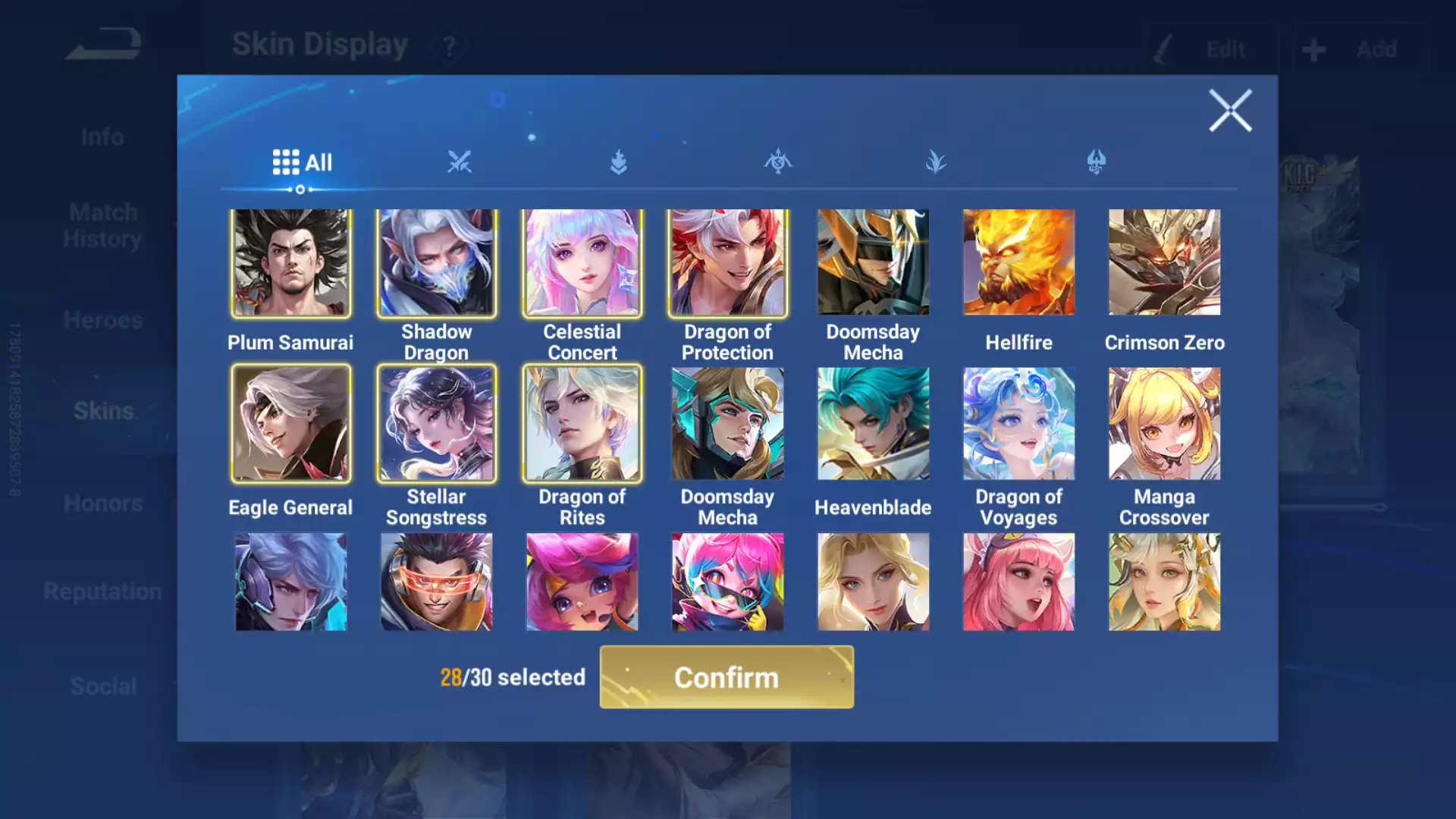 Ảnh Acc siêu khủng, rất nhiều skin Legend, Mythich, Limited và nhiều loại hiếm khác