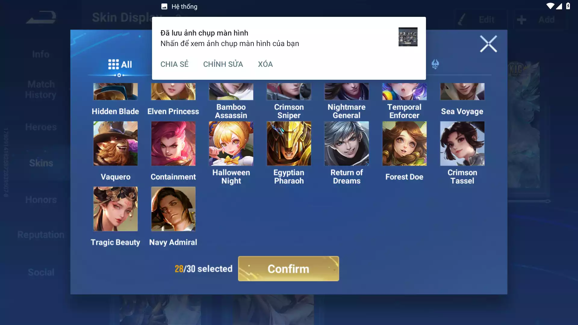Ảnh Acc siêu khủng, rất nhiều skin Legend, Mythich, Limited và nhiều loại hiếm khác