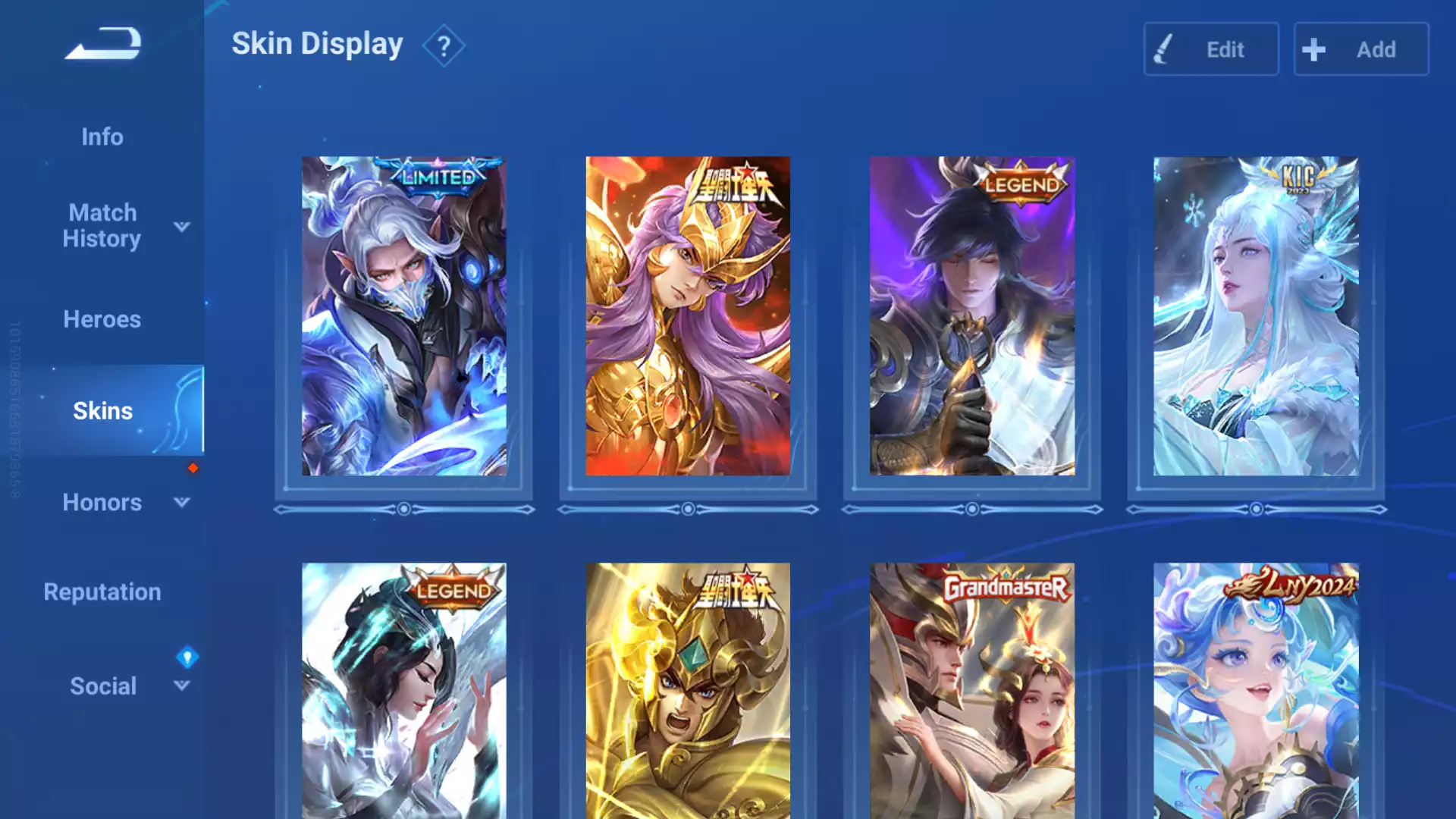 Ảnh Acc Honor Of King VIP, toàn skin khủng