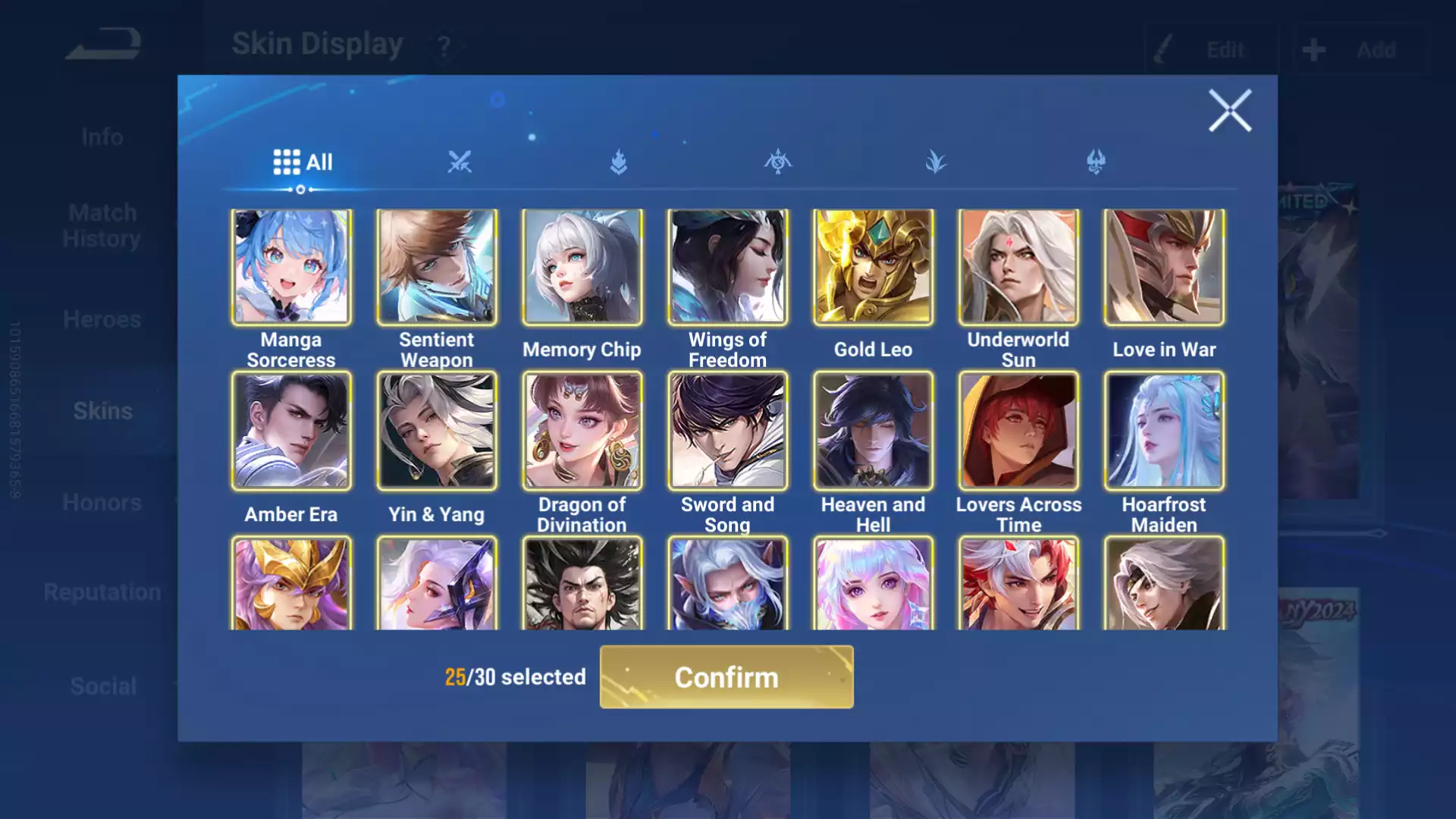 Ảnh Acc Honor Of King VIP, toàn skin khủng