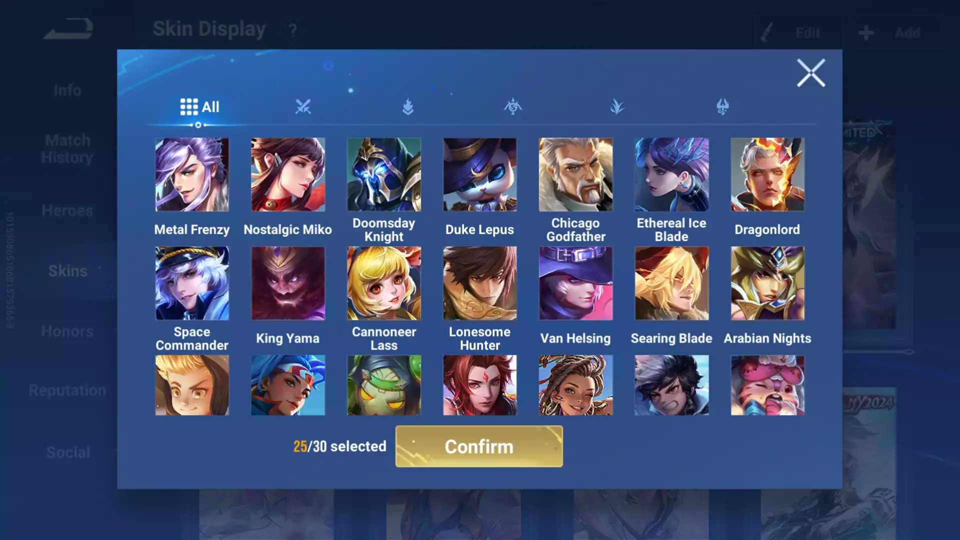 Ảnh Acc Honor Of King VIP, toàn skin khủng